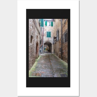 Siena narrow street view Posters and Art